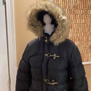 Black jacket with fur hood zara cheap